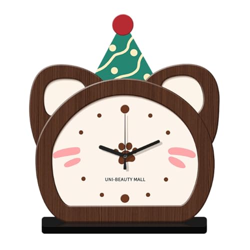 FLCPJGV Tischuhr Schreibtischuhr Nachttischuhr Wohnzimmeruhr Und Dekorative Standuhr Geräuschlos Ohne Ticken Aus Holz Und Glas für Kinder Und Erwachsene, Braun von FLCPJGV