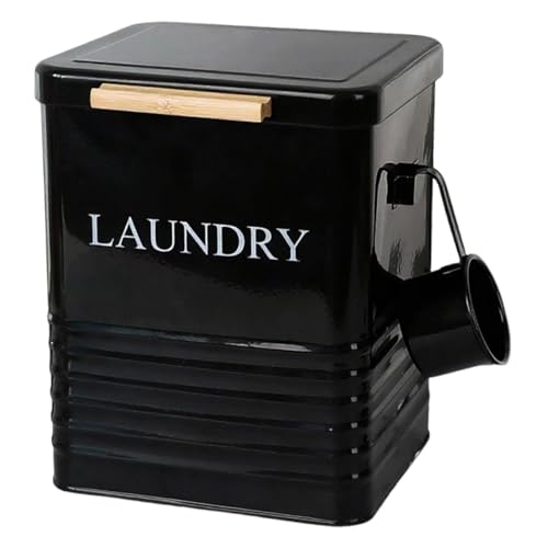 FLCPJGV Waschmittelbehälter Vorratsdose Und Pulverbox Aus Rostfreiem Metall Diese Elegante Aufbewahrungsbox mit Deckel Und Schaufel für Die Moderne Waschk, Schwarz FLCPJGV Waschmittelbehälter Vorratsdose Und Pulverbox Aus Rostfreiem Metall Diese Elegante Aufbewahrungsbox mit Deckel Und Schaufel für Die Moderne Waschk, Schwarz von FLCPJGV