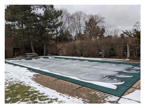 Schwimmbad-Winterabdeckungen für rechteckige eingelassene Pools – 2 m/3 m/4 m/5 m/6 m/7 m/8 m/9 m/10 m, quadratische nierenförmige Pool-Sicherheitsabdeckungen, grünes Netzgewebe mit Hardware-Kit von FLEAGE