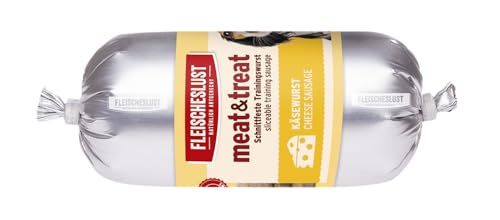 Fleischeslust Hundewurst, Meat&Treat Käsewurst (15x200g), schnittfeste Trainingswurst, Hundefutter für ausgewachsene Hunde von FLEISCHESLUST NATÜRLICH ARTGERECHT