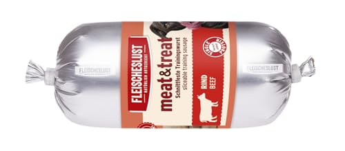 Fleischeslust Hundewurst, Meat&Treat Rind (15x200g), schnittfeste Trainingswurst, Hundefutter für ausgewachsene Hunde von FLEISCHESLUST NATÜRLICH ARTGERECHT