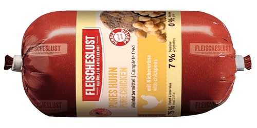 Fleischeslust Hundewurst, Pures Huhn mit Kichererbse (15x200g), Sensitive Nassfutter-Wurst schnittfest & getreidefrei, Hundefutter für ausgewachsene Hunde von FLEISCHESLUST NATÜRLICH ARTGERECHT