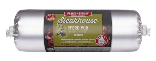 Steakhouse Pferd pur (14x500g), Nassfutter für Hunde & Katzen, sensitives Ergänzungsfutter, Monoprotein, getreidefrei, 14x Wurst von Fleischeslust von FLEISCHESLUST NATÜRLICH ARTGERECHT