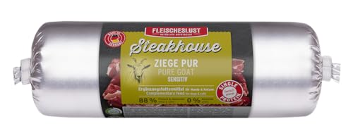 Steakhouse Ziege pur (14x500g), Nassfutter für Hunde & Katzen, sensitives Ergänzungsfutter, Monoprotein, getreidefrei, 14x Wurst von Fleischeslust von FLEISCHESLUST NATÜRLICH ARTGERECHT