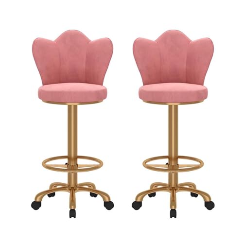 FLEPYHB Barhocker-Set (2 Stück), 360° Drehbare Frühstücksbarstühle Aus Samt Mit Rückenlehne Und Fußstütze, Gepolsterte Moderne Barhocker Für Esszimmer Und Café von FLEPYHB