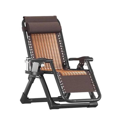 FLEPYHB Ergonomische Zero-Gravity-Stühle, Klappbare Außenterrassen-Liegestühle mit Kopfstütze und Seitenablage, Tragbarer Verstellbarer Campingstuhl für Terrasse, Rasen, Deck von FLEPYHB