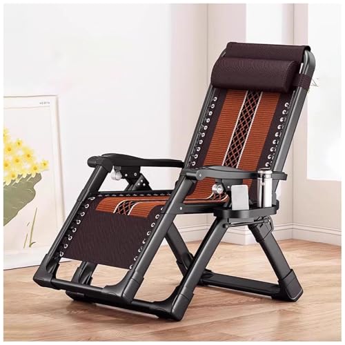 FLEPYHB Ergonomische Zero-Gravity-Stühle, Verstellbare, Klappbare Außenterrassen-Liegestühle mit Kopfstütze und Getränkehalter, Verstärkter Tragbarer Campingstuhl für Garten, Terrasse, Strand von FLEPYHB