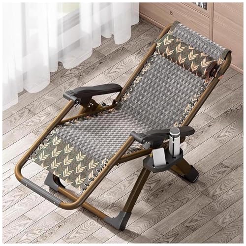 FLEPYHB Ergonomischer Zero-Gravity-Stuhl, Klappbare Liegestühle für Die Außenterrasse mit Kopfstütze und Seitenablage, Bequeme Tragbare Pool-Strandliegestühle für Pool, Strand, Hof von FLEPYHB