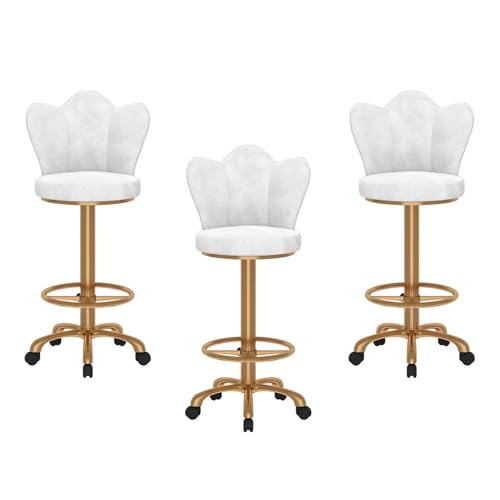 FLEPYHB Höhenverstellbare Barhocker, 3er-Set, Samt-Frühstücksbarstühle Mit Metallbeinen Und Fußstütze, Moderne Insel-Barhocker Für Esszimmer, Café, Rustikale Bar von FLEPYHB
