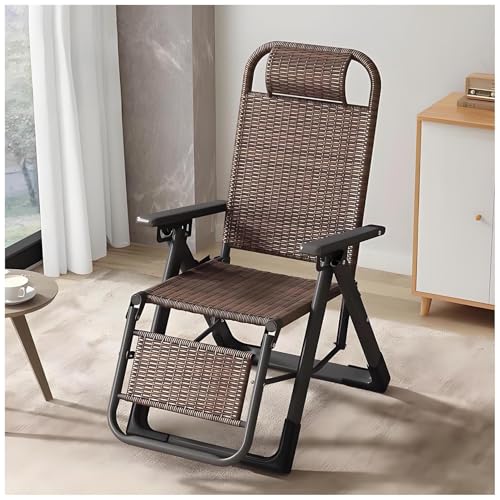 FLEPYHB Klappbare Rattan-Terrassenliegestühle für Den Außenbereich, Tragbare Pool-Strandliegestühle mit Kopfstütze, Ergonomische Bequeme Lounge-Liegestühle für Garten, Terrasse, Strand von FLEPYHB