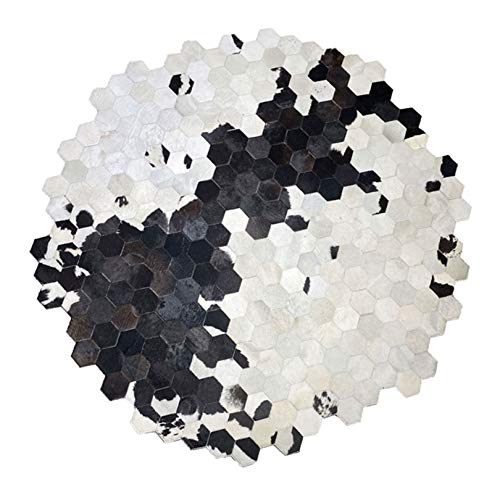 FLEPYHB Runder Teppich mit natürlichem Rindsleder-Nähteppich für das Bett, Wohnzimmer-/Schlafzimmer-Dekoration, Echtlederteppich, Schlafzimmer-Accessoires von FLEPYHB