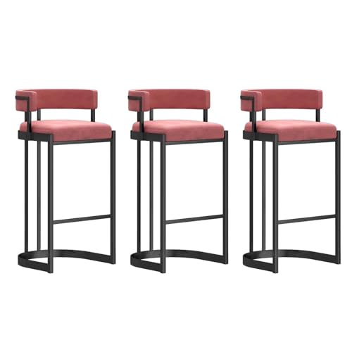 FLEPYHB Samt-Barhocker, 3er-Set, Barhocker In Thekenhöhe Mit Metallbeinen Und Fußstütze, Bequeme Gepolsterte Barstühle Für Kücheninsel, Hausbar, Esszimmer von FLEPYHB