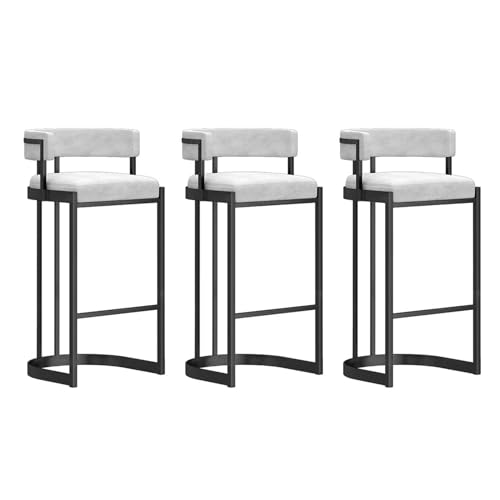 FLEPYHB Samt-Barhocker, 3er-Set, Barhocker In Thekenhöhe Mit Metallbeinen Und Fußstütze, Bequeme Gepolsterte Barstühle Für Kücheninsel, Hausbar, Esszimmer von FLEPYHB