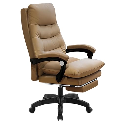 FLEPYHB Schreibtischstuhl für Das Homeoffice, Bequemer Homeoffice-Stuhl, Drehbarer Computer-Arbeitsstuhl aus Pu-Leder mit Fußstütze und Neigbarer Rückenlehne, Höhenverstellbarer Ergonomischer von FLEPYHB