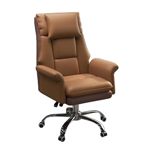 FLEPYHB Schreibtischstuhl für Das Homeoffice, Drehbarer Schreibtischstuhl für Das Homeoffice, Moderner, Bequemer Computer-Arbeitsstuhl aus Leder mit Neigbarer Rückenlehne, Höhenverstellbare Ergonomi von FLEPYHB