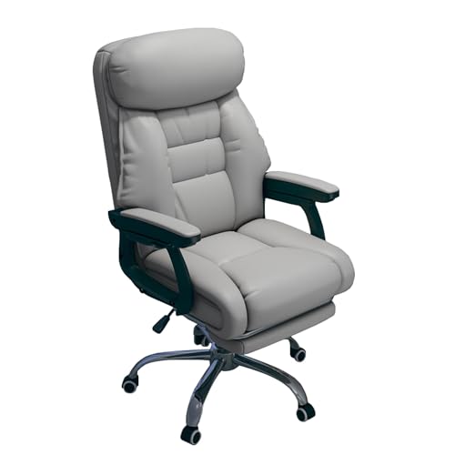 FLEPYHB Schreibtischstuhl für Das Homeoffice, Ergonomischer Computersessel, Leder, 360° Drehbar, mit Neigbarer Rückenlehne, Gepolsterter, Höhenverstellbarer Bürostuhl Fürs Arbeitszimmer, Zuhause von FLEPYHB
