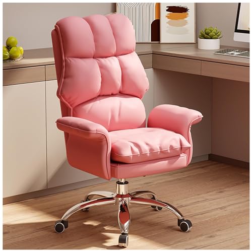 FLEPYHB Schreibtischstuhl für Das Homeoffice, Lederstuhl mit 360°-Drehfunktion, Moderner, Bequemer Computersessel mit Neigbarer Rückenlehne, Höhenverstellbarer Schminkstuhl, Ergonomischer Stuhl von FLEPYHB