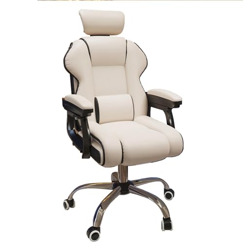 FLEPYHB Schreibtischstuhl für Das Homeoffice, Schreibtischstuhl aus Leder mit Neigbarer Rückenlehne, Gepolsterter Schminkstuhl mit 360°-Drehfunktion, Höhenverstellbare Ergonomische Computerstühle von FLEPYHB