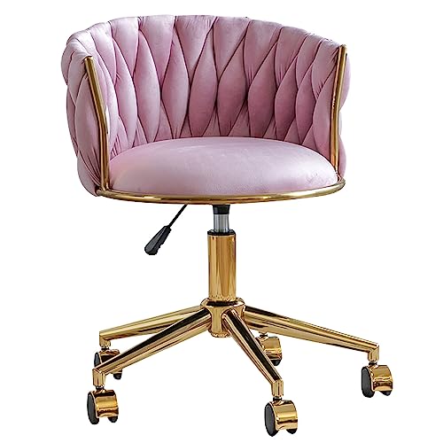 FLEPYHB Schreibtischstuhl für das Homeoffice, ergonomischer Schreibtischstuhl, Schminkstuhl, Samtstuhl mit mittlerer Rückenlehne und größerer Sitzfläche, atmungsaktiver Drehstuhl mit Rollen, Tragkra von FLEPYHB