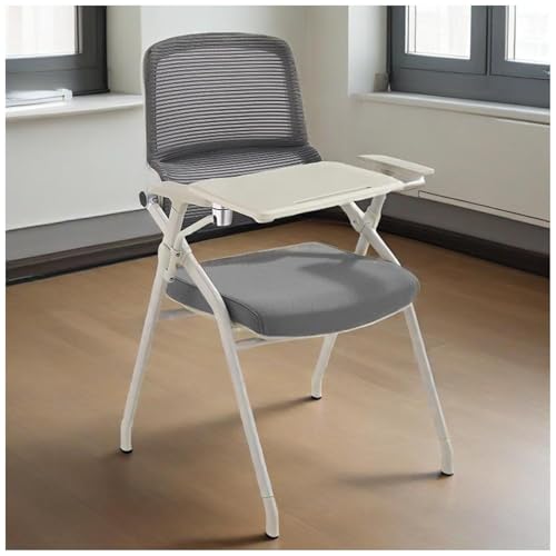 FLEPYHB Studentenstuhl Mit Integriertem Schreibtisch, Klappbare Konferenzstühle Mit Ergonomischer Rückenlehne, Gepolsterte Bürostühle Für Gäste Und Empfang, Computer-Schreibtischstuhl von FLEPYHB