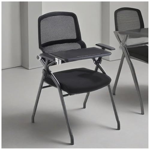 FLEPYHB Studentenstuhl Mit Integriertem Schreibtisch, Klappbare Konferenzstühle Mit Ergonomischer Rückenlehne, Gepolsterte Bürostühle Für Gäste Und Empfang, Computer-Schreibtischstuhl von FLEPYHB