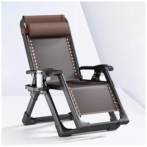 FLEPYHB Zero-Gravity-Stühle mit Kopfstütze und Seitenablage, Verstellbarer Outdoor-Patio-Loungesessel, Klappbarer Rattan-Sessel für Terrasse, Rasen, Deck von FLEPYHB