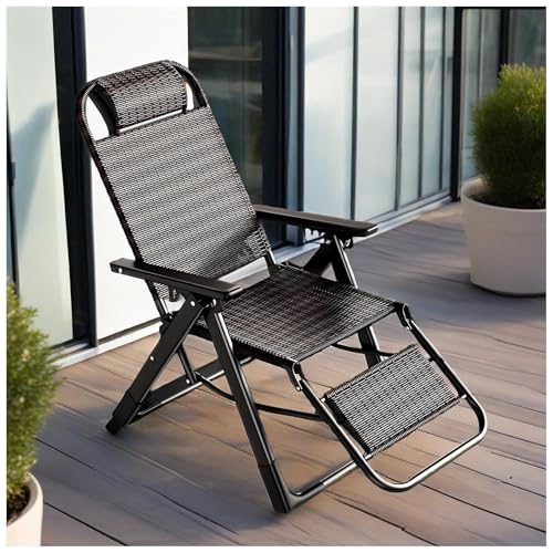 Klappbarer Rattan-Chaiselongue-Loungesessel, Ergonomischer Anti-Schwerkraft-Liegestuhl für Den Innenbereich mit Kopfstütze, Tragbare Solarium-Liege für Den Außenbereich Am Strand Pool Rasen Camping Klappbarer Rattan-Chaiselongue-Loungesessel, Ergonomischer Anti-Schwerkraft-Liegestuhl für Den Innenbereich mit Kopfstütze, Tragbare Solarium-Liege für Den Außenbereich Am Strand Pool Rasen Camping von FLEPYHB
