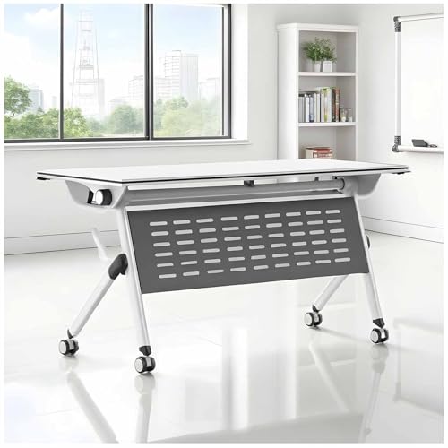 Schnellklappbarer Konferenztisch, Flip-Top-Schulungstisch mit Feststellbaren Rollen und Robustem Metallrahmen, Rollender Seminartisch für Den Einsatz Im Büro und In Der Bildung, Platzsparendes Design Schnellklappbarer Konferenztisch, Flip-Top-Schulungstisch mit Feststellbaren Rollen und Robustem Metallrahmen, Rollender Seminartisch für Den Einsatz Im Büro und In Der Bildung, Platzsparendes Design von FLEPYHB
