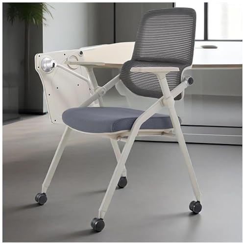 Schülerstuhl Mit Integriertem Schreibtisch, Atmungsaktiver Rückenlehne, Armlehnen, Ergonomisch, Klappbar Und Stapelbar, Büro- Und Besucherstühle Sowie Empfangsstühle Für Zuhause, Schule, Kirche von FLEPYHB