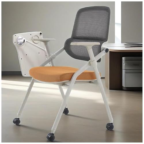 Schülerstuhl Mit Integriertem Schreibtisch, Atmungsaktiver Rückenlehne, Armlehnen, Ergonomisch, Klappbar Und Stapelbar, Büro- Und Besucherstühle Sowie Empfangsstühle Für Zuhause, Schule, Kirche von FLEPYHB
