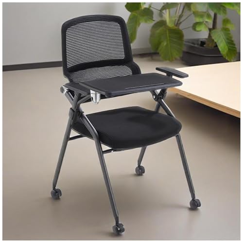 Schülerstuhl Mit Integriertem Schreibtisch, Atmungsaktiver Rückenlehne, Armlehnen, Ergonomisch, Klappbar Und Stapelbar, Büro- Und Besucherstühle Sowie Empfangsstühle Für Zuhause, Schule, Kirche von FLEPYHB