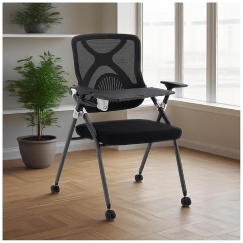 Studentenstuhl Mit Integriertem Schreibtisch, Klappbar Und Stapelbar, Für Empfangsbereich, Mit Ergonomischer Rückenlehne Und Gepolstertem Sitz, Gewerbliche Schulungsstühle Für Zuhause, Schule, Partys von FLEPYHB