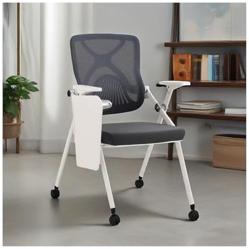 Studentenstuhl Mit Integriertem Schreibtisch, Klappbar Und Stapelbar, Für Empfangsbereich, Mit Ergonomischer Rückenlehne Und Gepolstertem Sitz, Gewerbliche Schulungsstühle Für Zuhause, Schule, Partys von FLEPYHB