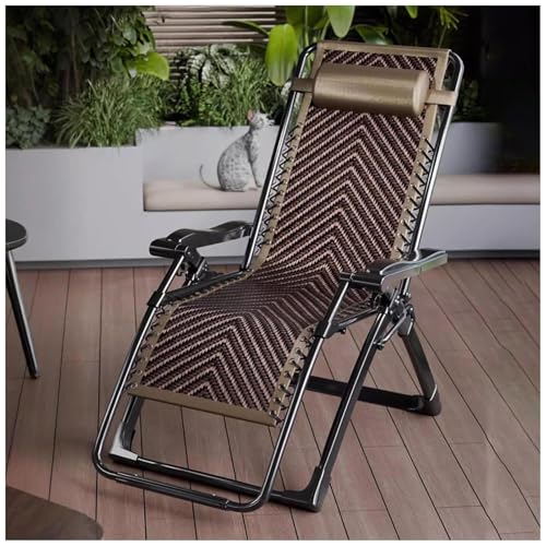 Verstellbare Klappbare Liegestühle für Den Außenbereich, Klappbare Anti-Schwerkraft-Liegestühle für Den Innenbereich mit Kopfstütze, Bequemer Lounge-Liegestuhl für Garten, Terrasse, Rasen, Poolseite von FLEPYHB