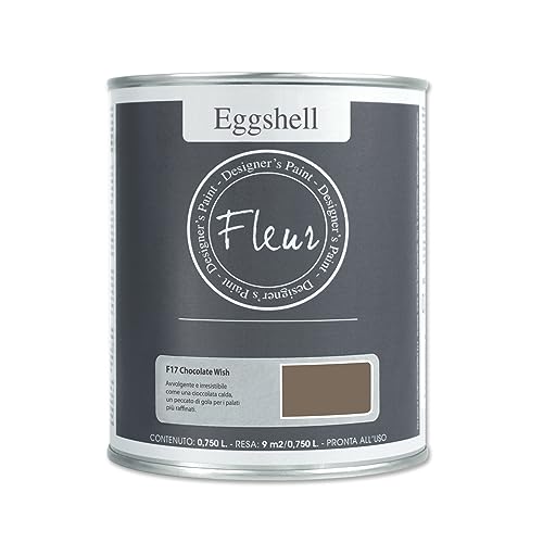 FLEUR DESIGNER'S PAINT Eggshell Nagellack für Verschiedene Oberflächen, Satin, ohne Abschleifen, 750 ml, F17 Chocolate Wish, auf Wasserbasis, waschbar, sehr widerstandsfähig, für Innen- und von FLEUR DESIGNER'S PAINT