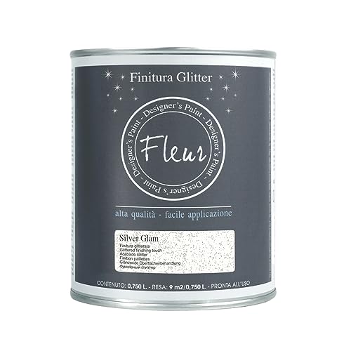FLEUR DESIGNER'S PAINT Fleur Glitterlack für Wände, 0,750 l, Feinsilber von FLEUR DESIGNER'S PAINT