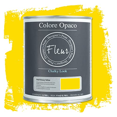 FLEUR DESIGNER'S PAINT Fleur Matte Farbe Chalky Look - 0,750 l - F40 Primary Yellow von FLEUR DESIGNER'S PAINT