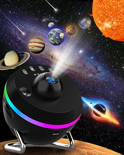 Galaxy-Projektor, 13-in-1 Planetarium-Sternprojektor, Sonnensystemprojektor für Kinderzimmer, Deckendekoration, realistisches Sternenhimmel-Nachtlicht mit Timer, dynamischer Meteor, von FLEWKEN