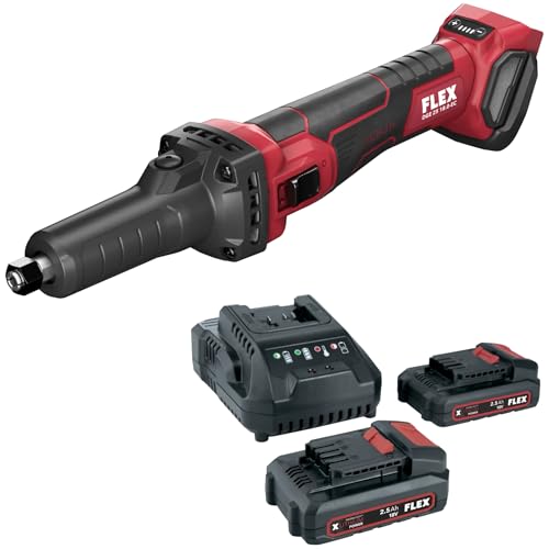 FLEX Aktion Akku-Geradschleifer DGE 25 18.0-EC C + P-Set 22 Q (Greifumfang 147 mm, Gewicht 1,47 kg, 2 x 18 V / 2,5 Ah Akkus) 534515 von FLEX