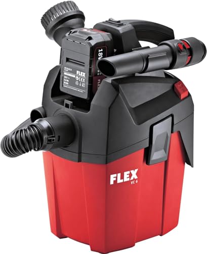 Flex Akku Kompakt Sauger VC 6 L MC 18.0 (Akkusauger 18V, 1400 l/min, Behälter 6 l, mit Zubehör, ohne Akku, Klasse L) 481491 von FLEX