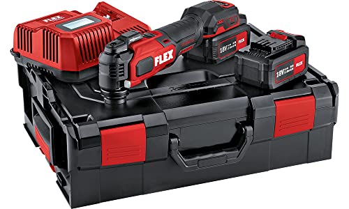 Flex Akku-Multitool MT 18.0-EC /5.0 Set (18 V, inkl. Transportkoffer + 2x Akku 5,0 Ah + Ladegerät, Multifunktionswerkzeug StarlockMAX Aufnahme, ohne Akku, mit Arbeitslicht, bürstenloser Motor) 518417 von Flex