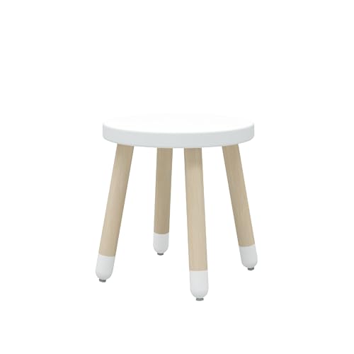 FLEXA Dots Hocker aus Holz | Kinderstuhl aus Holz perfekt für Kinderzimmer | Runder vielseitiger Sitzhocker kann Man auch für Küche oder Wohnzimmer benutzen | Ø: 30 cm H: 30 cm (Farbe: Weiß) von FLEXA