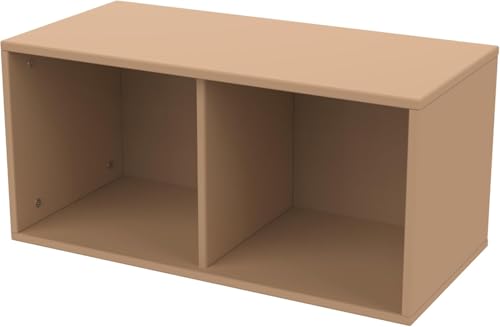 Flexa DOTS Bücherregal Kinder | Kinderzimmer Möbel | Wandmontierte Aufbewahrungseinheit mit 2 Fächern | Ideal Regal für Spielzeug, Bücher & Kleidung | Farbe: Latte von Flexa