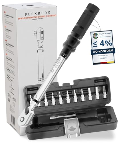 FLEXBERG 1/4 Drehmomentschlüssel – Fahrrad Drehmomentschlüssel für Wartung – Präzises Set für MTB- und Fahrradreparatur, inklusive Innensechskantschlüssel & Torx-Bits – 2-20 Nm von FLEXBERG
