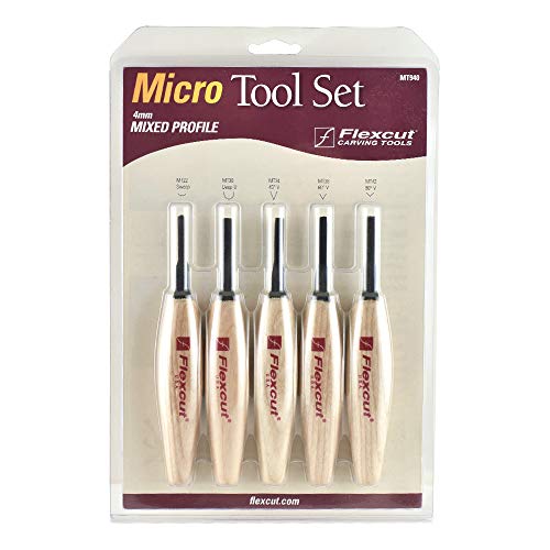 Flexcut FLEXMT940 Mikro-Werkzeug-Set mit verschiedenen Profilen, Andere, Braun von Flexcut