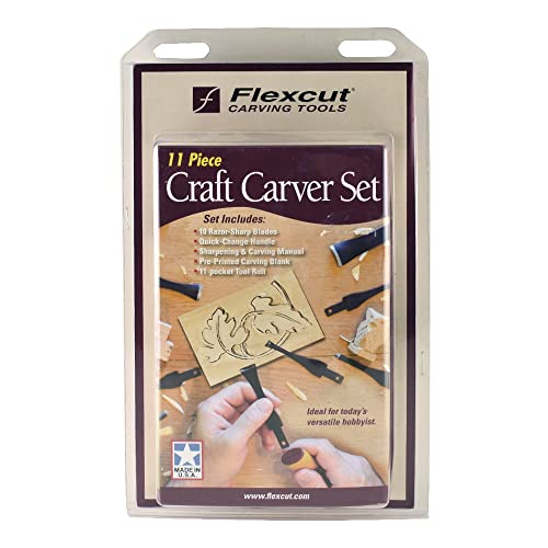 Flexcut, Schnitzmesser, Eleven Piece Craft Carver Set, Hobbimesser, Carving, Messer für Bastler, braun, 11 stück craft carver set von FLEXCUT