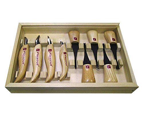 Flexcut Schnitzmesser, Deluxe Palm and Knife Set, Hobbimesser, Carving, Messer für Bastler von FLEXCUT