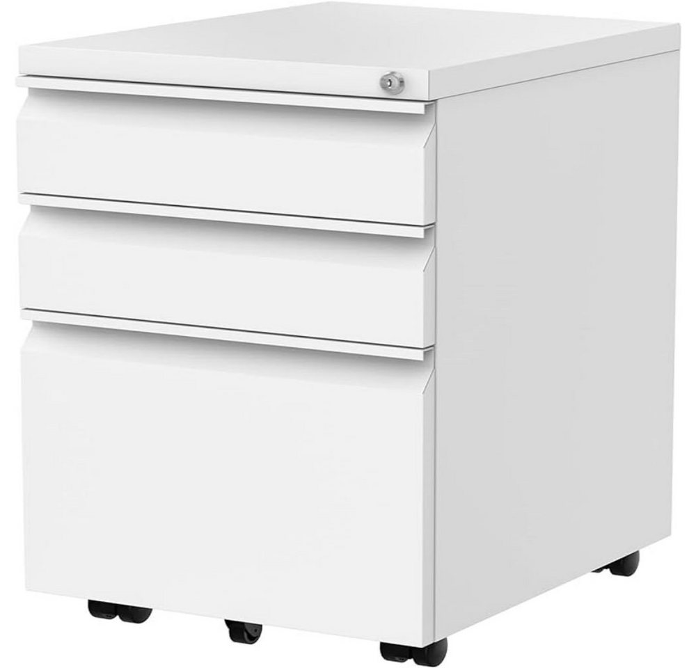 FLEXISPOT Aktenschrank CB32 (Rollcontainer, Büroschrank, rollcontainer Schreibtisch mit 3 Schublade für Büro) Wohnzimmer & Schlafzimmer,mit Schlüsselschloss und Anti-Kipp-Rad von FLEXISPOT