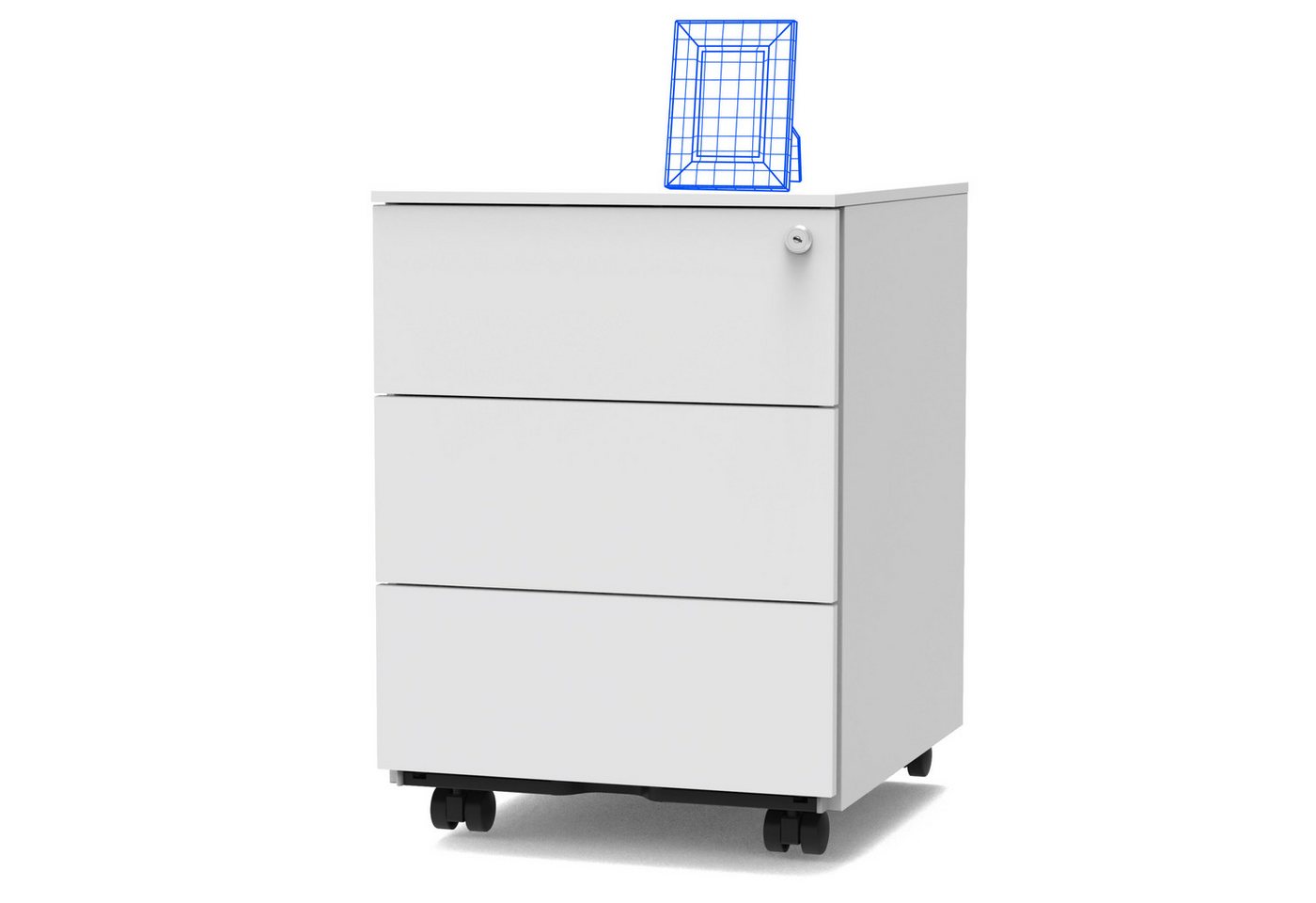 FLEXISPOT Aktenschrank CB34 (mit Schlüsselschloss, kommode, rollcontainer Schreibtisch mit 3 Schublade für Büro) Rollcontainer, Büroschrank von FLEXISPOT