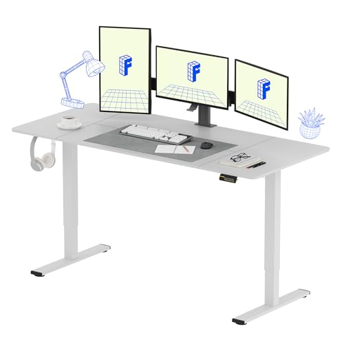 FLEXISPOT Basic Plus 180x80cm Elektrisch Höhenverstellbarer Schreibtisch - Memory-Handsteuerung - Sitz-Stehpult für Büro & Home-Office (weiß, weiß Gestell) von FLEXISPOT